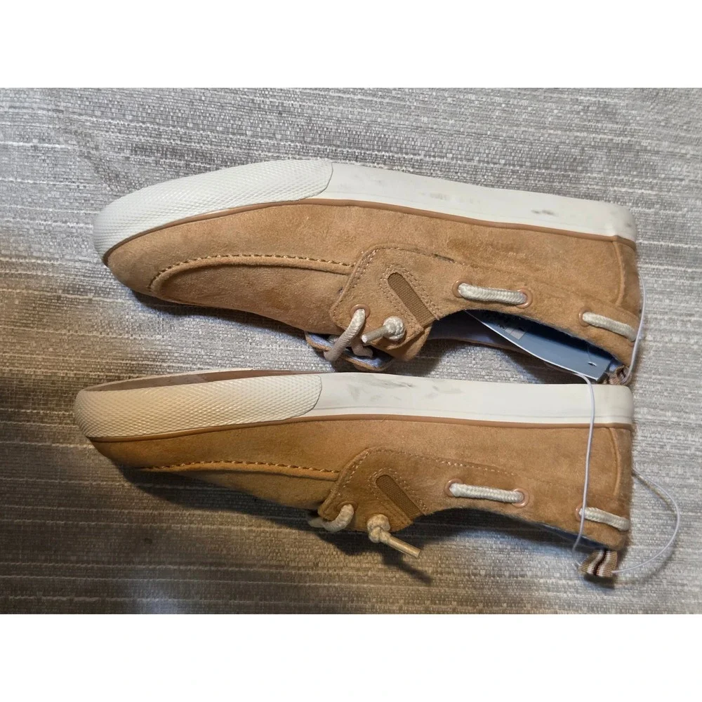 Cat & Jack Kids Boat Shoes Tan Faux Suede Slip On Loafers Size 4 NWT